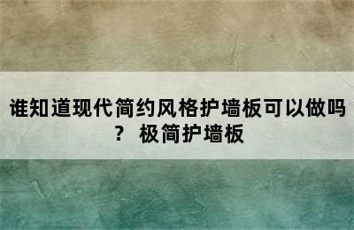 谁知道现代简约风格护墙板可以做吗？ 极简护墙板